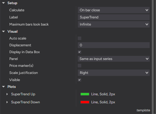 SuperTrend settings — label, ADX filter and flip alerts